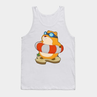 Hamster Swimming Lifebuoy Tank Top